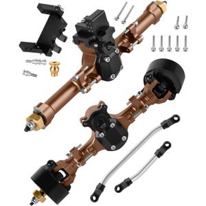 +5mm Widen Axles Housing Upgrades Part for SCX24 Deadbolt C10 JLU Gladiator Bronco Deadbolt 1/24 RC Crawler,Front Rear 5mm Wider on Each Side Axle Widening,Brass-Colored