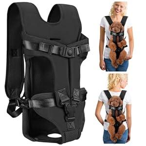 Dog Carrier Backpacks, Adjustable Dog Backpack Carrier, Legs Out Easy-fit Dog Chest Carrier for Medium Small Dogs, Hands Free Dog Front Carrier for Hiking, CyclingGreen L