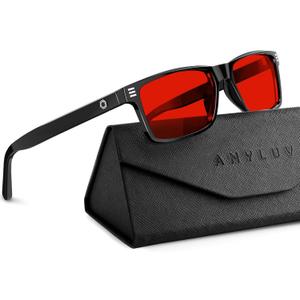 ANYLUV Blue Light Glasses Men Woman, Blue Light Blocking Glasses for Computer Gaming, Eye Strain Relief Eye Protection ((Sleep Enhancement) 01- Black)