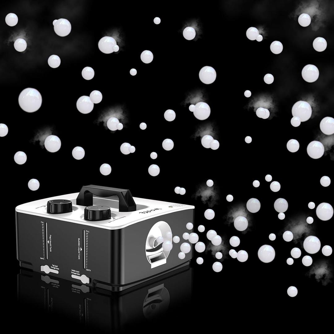 Fog Machine, No Spill Fog Bubble Machine, 2 in 1 Portable Smoke Bubble Machine, Bubble Fogger, Bubble Fog Combo Machine for Christmas HalloweenMatte Black