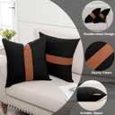 Set of 2 Black Decorative Throw Pillow Cover 20x20 Square Cushion Covers Farmhouse Rustic Pillow Case Modern Leather Pillow Cover for Sofa Couch Chair Bedroom Boho Decor