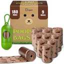 8 Rolls Dog Poop Bags with Dispenser, Leak-Proof Large Doggie Bag for Poop, Extra Thick Doggy Waste Bags, Unscented, Pet Trash Bags Holder Outdoor Puppy Walking and Traveling Rolls, Brown