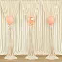 10ftx30ft Champagne Thick Wrinkle Free Backdrop Curtain Panels for Parties, 6 Panels 5ftx10ft Polyester Photography Backdrop Drapes, Wedding Birthday Party Baby Shower