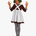 fun shack Girls Oompa Loompa Costume Kids Chocolate Factory Worker Dress Outfit, L