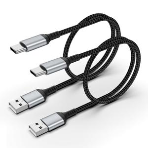 USB to USB C Cable 2FT, 2-Pack USB A to USB C Cable 2 FT Fast Charging, Braided Short USB to USBC Cables, Type C Cord for Car Compatible with iPhone 17/16/15, Samsung Galaxy S25/S24, iPad Pro