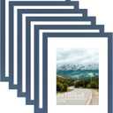 8x10 Picture Frame with 6x8 Mat, Display 6x8 with Mat or 8x10 Without Mat, Wood 8 by 10 Photo Frame, 8 x 10 Frame for Wall Hanging and Tabletop Display, 6 Pack, Navy Blue