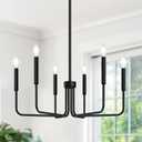 Black Chandelier, 6-Light Farmhouse Chandelier for Dining Room Lighting Fixtures Hanging, Dining Light Fixtures Industrial Modern Chandelier for Bedroom, Foyer, Hall, Kitchen, Living Room and Entryway,Matte Black (No assembly light fixture)