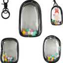 3 Pcs Clear Figure Display Bag with Keychain,Clear Keychain Pouch Blind Box Organizer,Hanging Small Doll Storage Bag,Collectibles Display Case for Mystery Boxes (Black-Rectangular,Oval,Cabin)