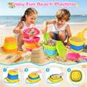 OCHIDO 4 Pack Collapsible Beach Toys for Kids Toddlers, Sand Toys with 4 Collapsible Beach Bucket with Sifter, 4 Beach Shovel and Storage Mesh Bag, Travel Sandbox Toys Beach Essentials for Age 3-10