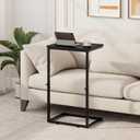 C Shaped End Table for Couch, 33.2'' Extra Tall C Table Adjustable Height Side Table, Small Side Table for Small Spaces, Couch Tables that Slide Under, Tv Tray Table for Living Room, Black, 15.92''L x 11.86''W x 17.65-33.2"H