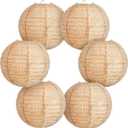 Hortsun 6 Pcs Print Burlap Paper Lanterns Round Chinese Paper Lanterns Decorative Farmhouse Classroom Decor Home Sweet Classroom Birthday Party Ceremonial Event (8 Inch)