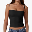 QINSEN Women's Double Lined Basic Tank Top Adjustable Spaghetti Straps Sleeveless Camisole Shirts Sapphire M