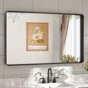 TETOTE Black Framed Bathroom Mirror, 40 x 24 Inch Matte Metal Frame Vanity Mirror, Modern Farmhouse Wall Mounted Rectangle Mirror (Horizontal/Vertical)