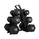 CAP Barbell 60 lb Neoprene Hex Dumbbell Weight Set with a Vertical A-Frame Rack - Black