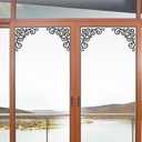 BIBITIME Black Vinyl Vines Wall Art for Shop Showcase Display Window Living Room Glass Door Kitchen Cabinet Bedroom Wardrobe 4 Corners Border Sticker, Received Sheet:10" x 23"