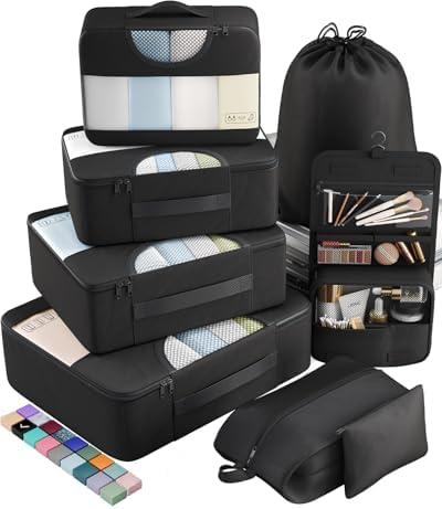 Veken 5 Set Packing Cubes for Travel Essentials, Suitcase Organizer Bags in 4 Sizes, Carry-On Luggage Accessories with Large Laundry & Toiletry Bag, Must-Have for Airplane, Road Trip & Camping