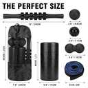 Foam Roller Set - High Density Back Roller, Muscle Roller Stick,2 Foot Fasciitis Ball, Stretching Strap, Massager Ball for Whole Body Physical Therapy & Exercise, Yoga, Back Pain, Leg, Deep Tissue