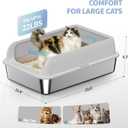 2 Pack XL Stainless Steel Litter Box with Lid, Extra Large Metal Litter Pan for Multi Cats, High Sides with Anti-Leakage Enclosure, Easy Cleaning, Non-Stick, Odor Control,Include Scoops