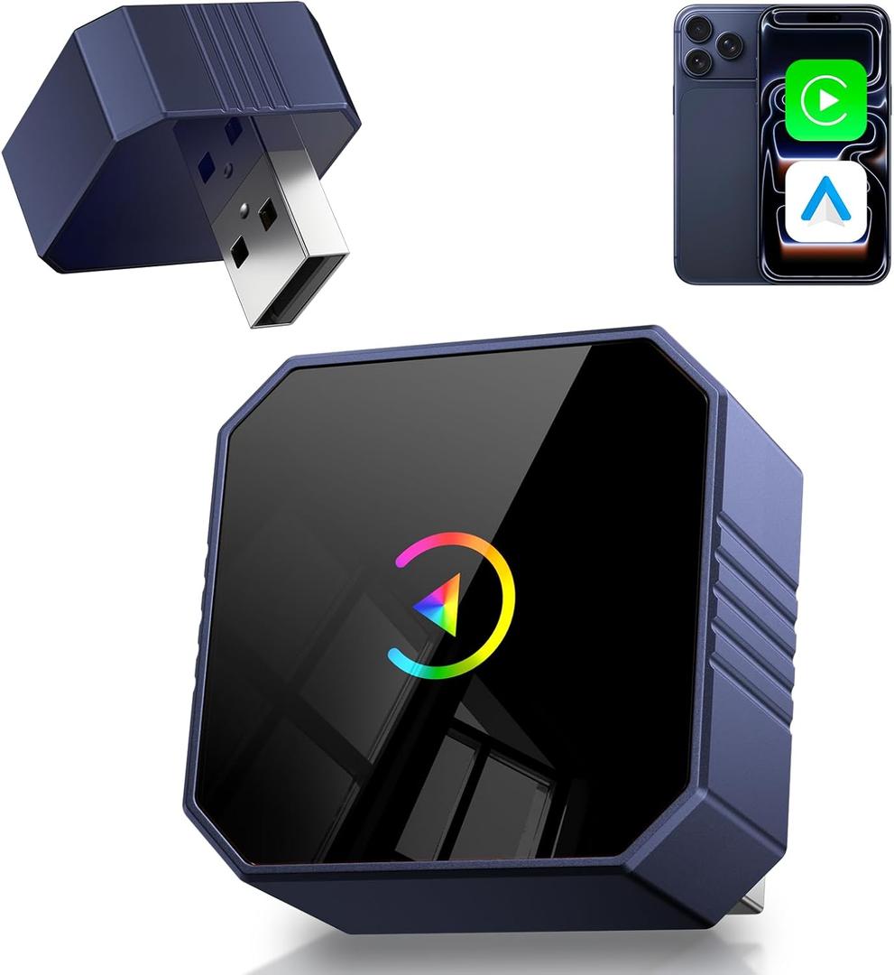 MIXGOLD 2026 Wireless CarPlay for iPhone, 2in1 Plug and Play Converts Wired to Wireless CarPlay Android Auto, Fast AutoConnect, Zero Latency, Car Multichannel Amplifiers