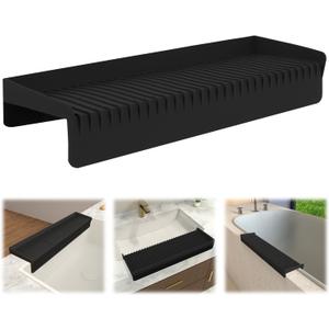 Silicone Sink Edge Protector Splash Guards, 5 Upgrade Multifunction Sink Accessorie, Splash Guard For Bathtub Sink, Countertop Protectors For Kitchen Sink Stainless Steel, Granite, Quartz, Black