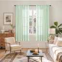 YoungsTex Light Green Linen Curtains 63 Inch Length for Living Room, Semi Sheer Drapes with Rod Pocket Back Tab Textured Light Filtering Spring Decor for Bedroom Window, 2 Panels, 52 X 63 Inch