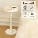 Fultyle Round Side Table, Small Drink Table for Small Spaces, Modern Accent End Table Nightstand with Solid Wood Leg for Living Room, Bedroom, Corners, and Office (White)