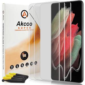 Tempered Glass Screen Protector for Samsung Galaxy S21 Ultra, UV Set [3 Pack], Edge to Edge Coverage, Fingerprint-ID Compatible, Sensitive Touch