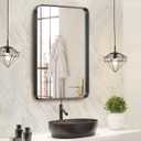 NicBex 34x26 Inch Bathroom Vanity Mirror, Alloy Frame Wall Mirror for Bathroom Vanity, Bedroom, Hallway and Home Deco, Modern and Farmhouse Room Makeover Mirror, Round Corners, Black