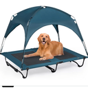 47 Inch Elevated Cooling Large Dog Bed with Removable Canopy, Raised Beds for Large Dogs with Washable Breathable Mesh, Dog Cot for Big Dogs, Indoor/Outdoor Pet Cot with Canopy
