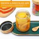 Encheng 16oz Glass Jars with Lids, Overnight Oats Containers with Bamboo Lids, Wide Mouth Glass Mason Jar Food Storage Containers for Salad,Yogurt,Meal Prep,6 Pack