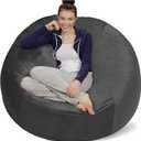 Sofa Sack Bean Bag Chair Cover, 5-Feet, Charcoal