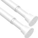 AIZESI Spring Tension Curtain Rods 24 to 46 Inch, 2Pcs White Tension Rod Tension Curtain Rod, Spring Tension Rod No Drilling Adjustable Curtain Rod Spring Loaded Curtain Rods