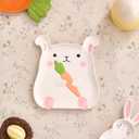 Bico Easter Bunny Hand-Painted Ceramic Appetizer Plates, Set of 2, 8 Inch, Microwave & Dishwasher Safe