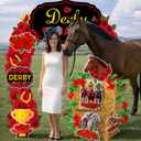 Gersoniel 15 Pcs Derby Day Horse Party Decoration Kit Derby Party Supply 6.6 ft Red Rose Arch Backdrop 2 Rose Garland 10 Horse Racing Cardstock Cutout 2 Hay Box Centerpiece for Race Day Celebration