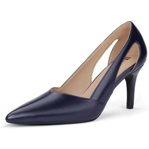 IDIFU IN3 High Closed Toe Heels Women's Pumps Stiletto Pointed Toe Dress Shoes for Women Comfortable Cut Out Wedding Bride Bridesmaid Guest Prom Work Office Dressy Trendy Fashion Classic Pumps Shoes Size 8
