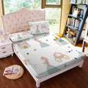 MUSOLEI Princess Fitted Sheet Set Cute Girl Castle Sheet Girl Bed Sheets Girls Teens Kids Bedding Set 1 Deep Pocket Fitted Sheet with Pillowcases Microfiber (Princess, Full)