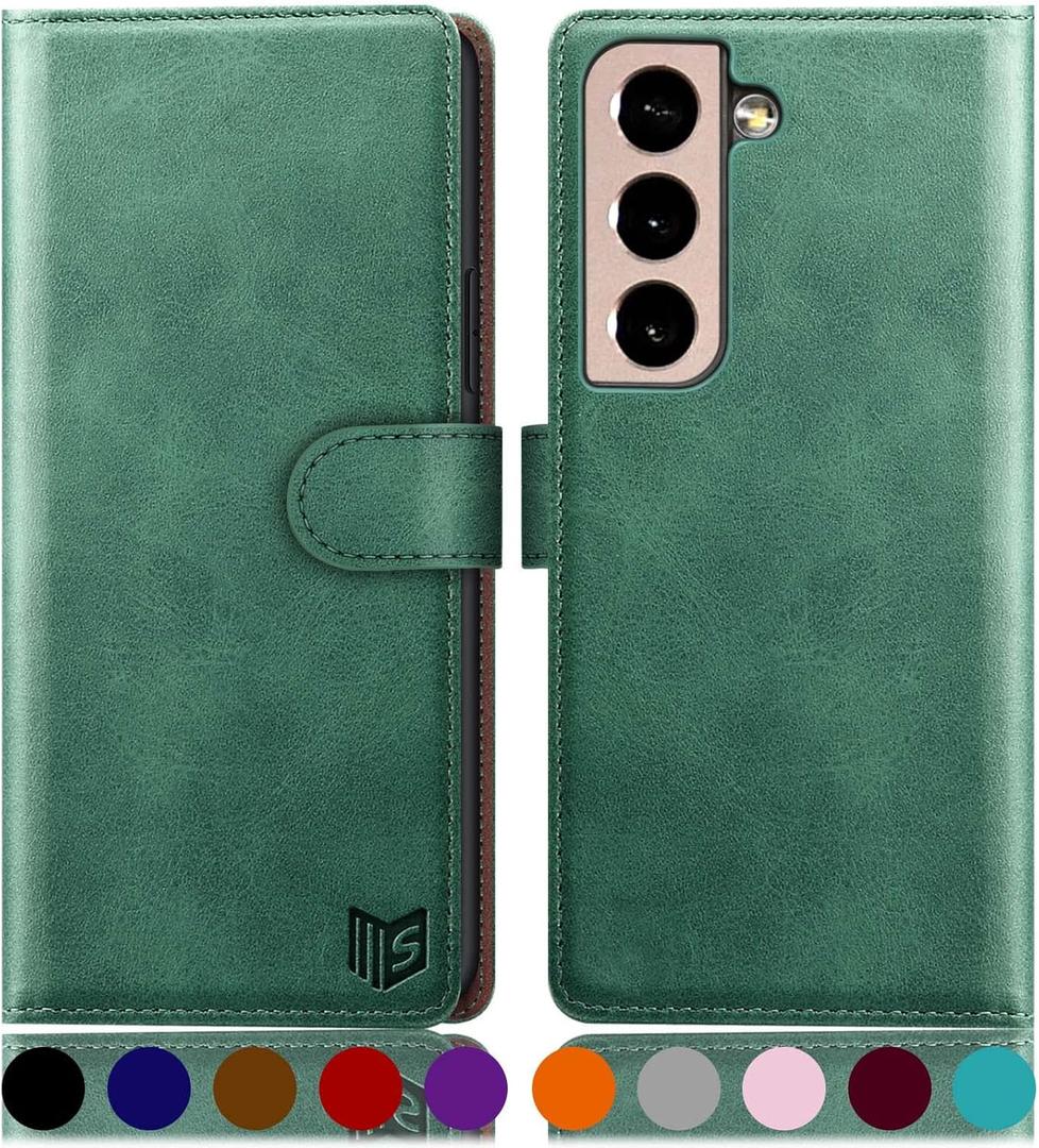 SUANPOT for Samsung Galaxy S22+/S22 Plus 5G with RFID Blocking Leather Wallet case Credit Card Holder,Flip Folio Book Phone case Shockproof Cover Women Men for Samsung S22Plus case Wallet Sea Green
