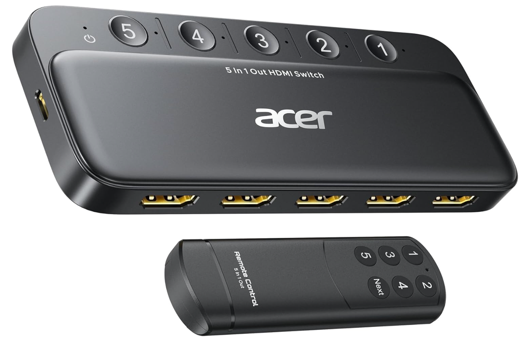 acer HDMI Switch 5 in 1 Out [4K@60Hz, HDMI 2.0, HDCP 2.3, HDR] Switcher with Remote, Supports DTS, Dolby, Work for PS5/Xbox/Switch/Roku/TV Stick/Projector