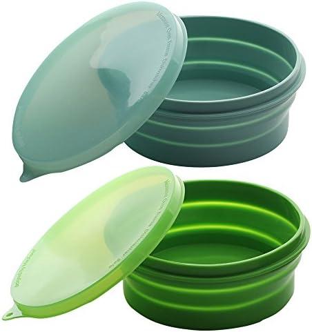 ME.FAN Silicone Collapsible Bowls - Silicone Folding Travel Bowl with Lids - Expandable Food Storage Containers Set - Portable, [27oz]
