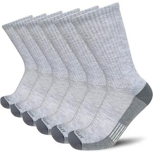APTYID Men's Moisture Wicking Cushioned Crew Work Boot Socks (4-6 Pairs) Size 9-12
