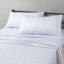 Amazon Basics Lightweight Microfiber 4-Piece Bed Sheet Set, King, Aqua, Printed