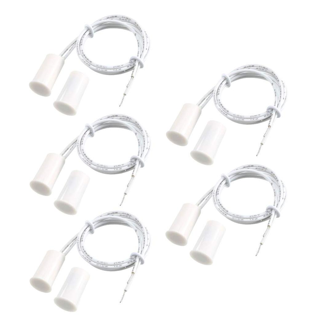Magnetic Reed Switch RC-33 NO Recessed Wired Window Door Contact Sensor for Home Security and Burglar Alarm Systems 5 Pcs