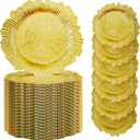 50 Pcs Gold Charger Plates, 13'' Gold Plastic Reusable Dinner Charger Plates, Round Vintage Table Decoration for Wedding, Party & Holiday