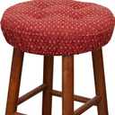 Klear Vu Raindrops The Gripper Non-Slip Tufted Barstool Cushion, Round Barstool Cover for Dining Rooms, Cafes, Bars and Restaurants, 14", 4 Pack, Red