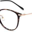 Firmoo Blue Light Glasses, Vintage Overall Round Readers Lightweight Computer Eyewear Frame for Women Men (Tortoise-shell)
