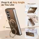 [Magnetic Stand & Wave Frame] Case for Samsung Galaxy Z Fold 5 [Fit for MagSafe] [Military Drop Protective] Not Yellowing Translucent Z Fold 5 Phone Ring Cover for Women Men 7.6" Desert Gold