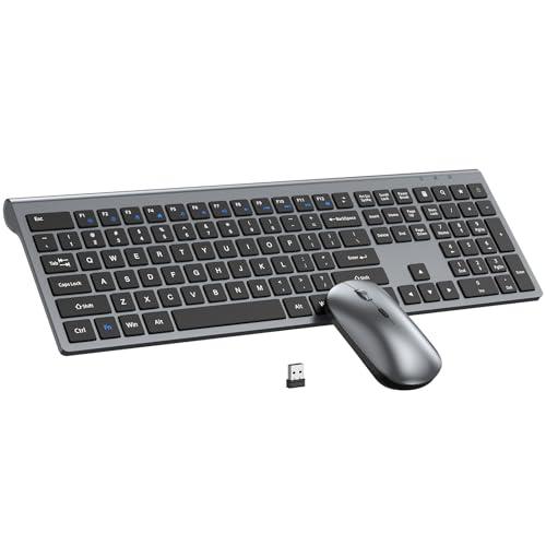Topmate Wireless Keyboard and Mouse Combo, Full Size Keyboard and Mouse, Long Battery Life, Optical Mouse, 2.4G Lag-Free Cordless Mice Keyboard Set Ultra Slim Design for Computer, Laptop, PC, Mac, Windows