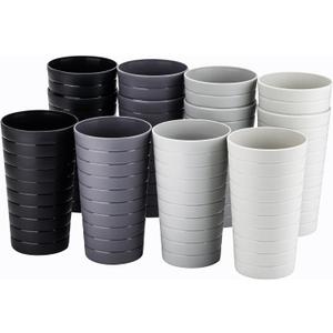 KX-WARE Mixed Drinkware 22-ounce Plastic Tumblers/Drinking Glasses/Party Cups/Iced Tea Glasses Set of 12 Grey Stone | Unbreakable, Dishwasher Safe, BPA Free
