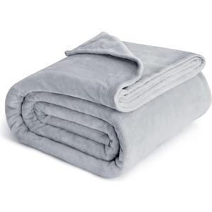 Bedsure GentleSoft Fleece Blankets Queen Size Light Grey - Bed Blanket Soft Lightweight Plush Fuzzy Cozy Luxury Microfiber, 90x90 inches