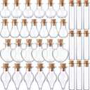Patelai 50 Pcs Mini Glass Bottles Jars with Cork Stoppers Tiny Cork Glass Bottles Halloween Small Wishing Message Jars DIY Decor for Winter Christmas Party Wedding Baby Shower Favors(Geometric Shape)